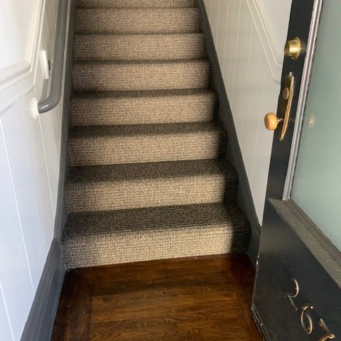 French Bros Finished Installation Rug On Stairs